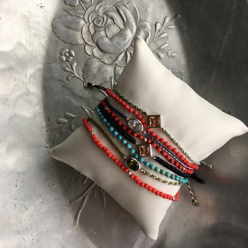 Hand woven red coral stone  bracelet